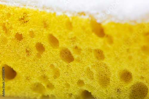 A close-up of a synthetic sponge's openings