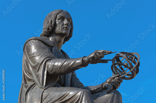 Best-known monument to Polish astronomer Nicolaus Copernicus - Warsaw, Poland.