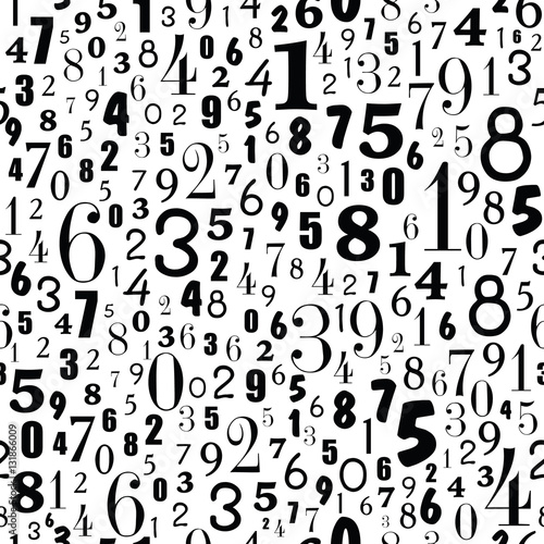 seamless pattern of number on white background