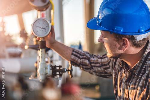 Man checking manometer