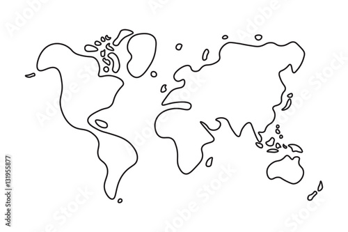 Doodle style world map .