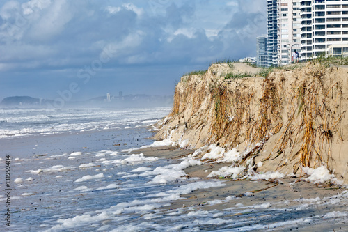 Beach erosion after storm activity