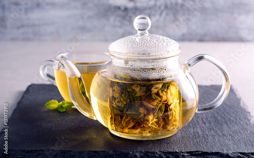 Herbal tea in a glass