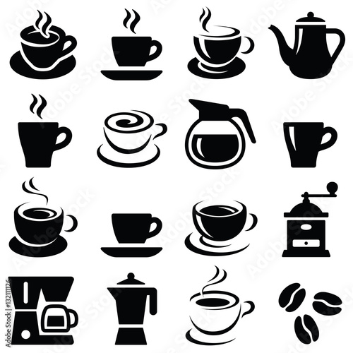 Coffee cup icon collection - silhouette illustration