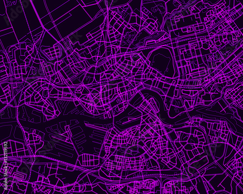 purple, dark purple vector map of Rotterdam, Netherland. City p