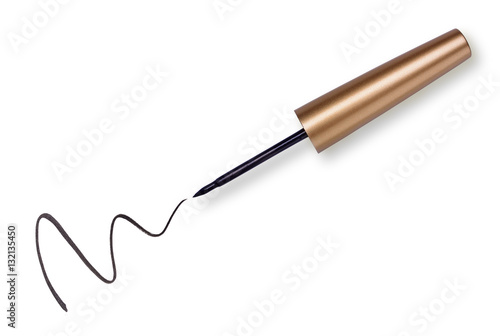 Cosmetic eyeliner with sample strokes