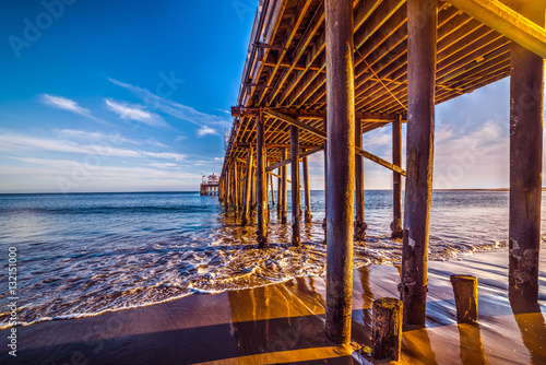 wooden poles in Malibu pier