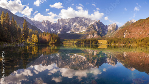 mountain lake in the Julian Alps, Italy,retro ,vinage style
