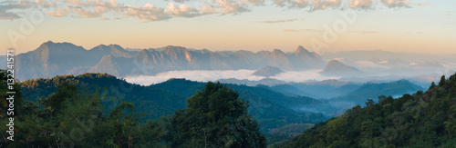 Mountain layer in the morning and winter fog in the national park thailand.landscape.