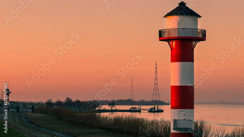 Lighthouse on the River Elbe, Hamburg, Germany