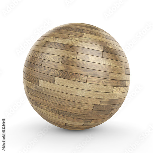 3d polished wooden parquet sphere