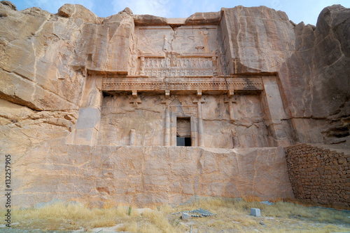 Tomb of Artaxerxes II in Persepolis - ceremonial capital of the Achaemenid Empire in Iran 