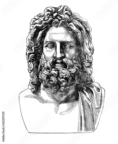 Ancient Roman bust of hellenic god Zeus, found in Umbrian city Otricoli in 1775, now in Vatican museum