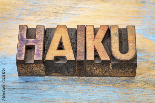 haiku word in wood type