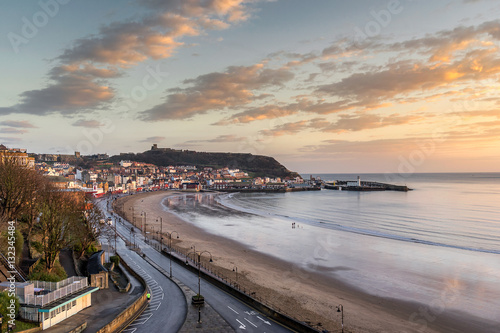 Looking across the beach in Scarborough in Yorkshire England