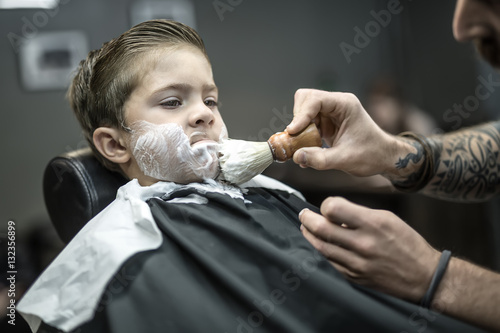 Funny shaving of little boy