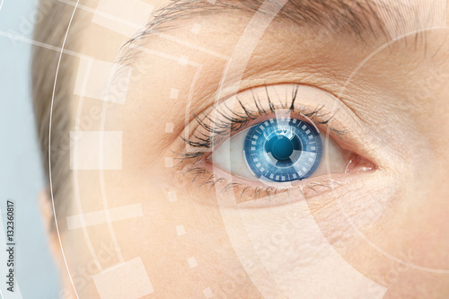 Ophthalmologist concept. Woman's eye, closeup