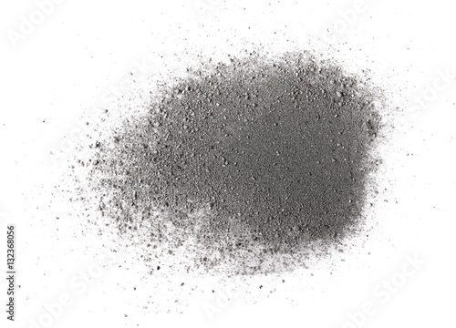 Pile gunpowder, black powder isolated on white background