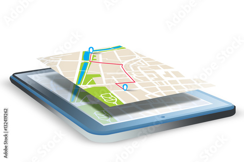 Mobilna nawigacja GPS na tablecie.