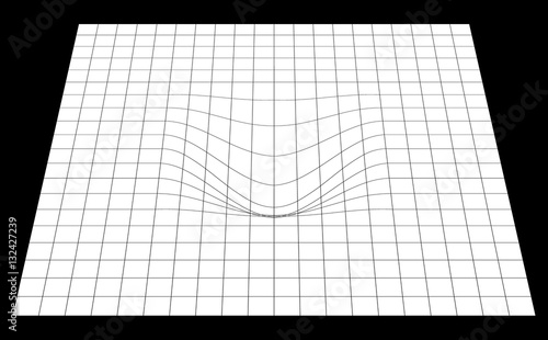 Bent grid in perspective. 3d mesh with convex distortion