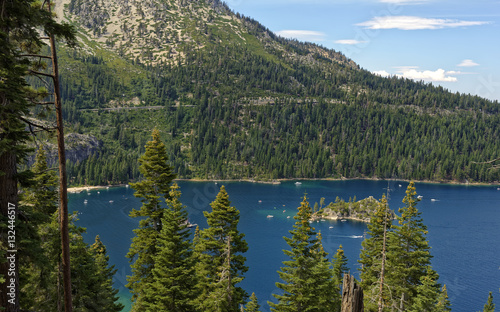 Overlook of Fannette Island and the popular Emerald Bay in south Lake Tahoe, California, U.S.A.