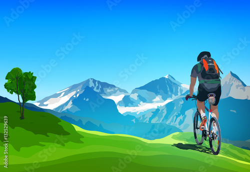 Cyclist traveling