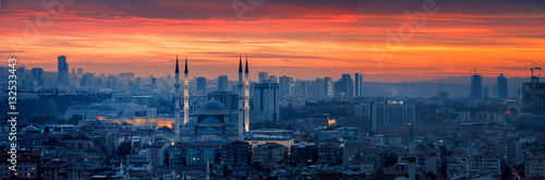 Ankara and Kocatepe Mosque in sunset