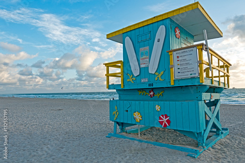 Miami Beach Blue Yellow Lifeguard Stand