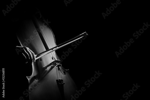 Cello player cellist hands with bow