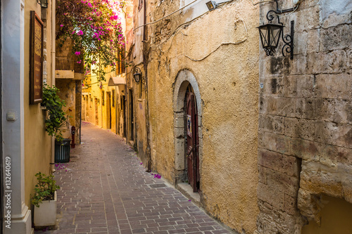 Beautiful mediaval streets of Chania, Crete island, Greece