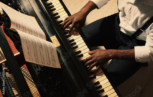 Afro American man playing piano