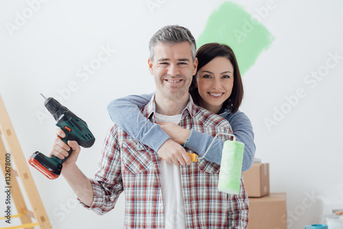 Couple doing home renovations