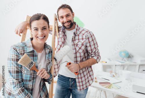 Creative couple renovating their house
