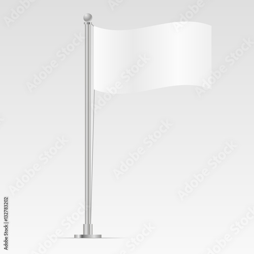White flag template isolated on background mockup vector illustr