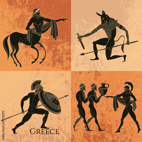 Ancient Greek mythology set. Ancient Greece scene