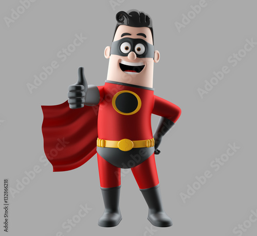 Fun superhero 3d render man 