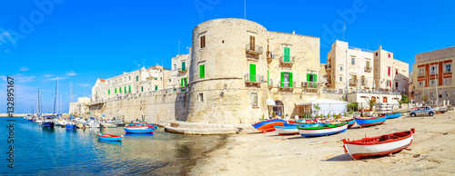 Fishing boats in small port Giovinazzo near Bari, Apulia, Italy