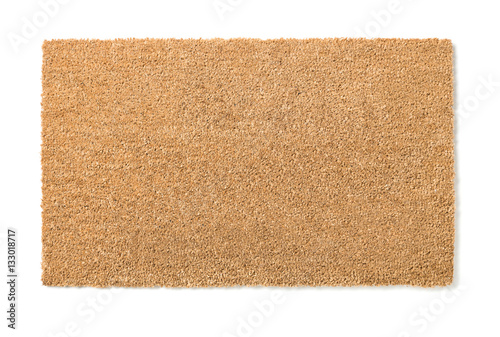 Blank Home Sweet Home Welcome Mat Isolated on a White Background Ready For Your Own Text.