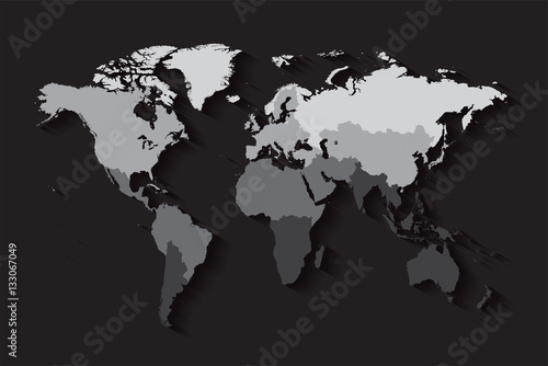 World map with countries black