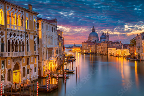 Venice. Cityscape image of Grand Canal in Venice, with Santa Maria della Salute Basilica in the background.