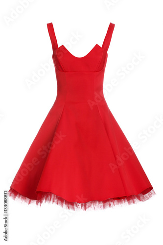 Red dress isolated on white background.