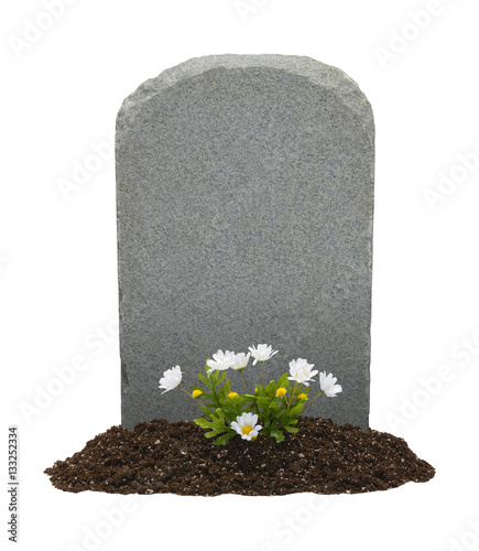 Gravestone and Flowers