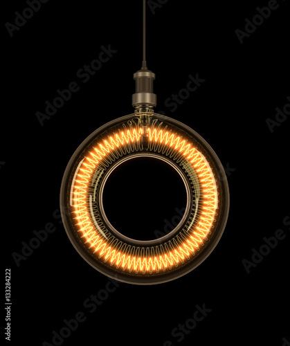 Alphabet O made of light bulb. 3D illustration