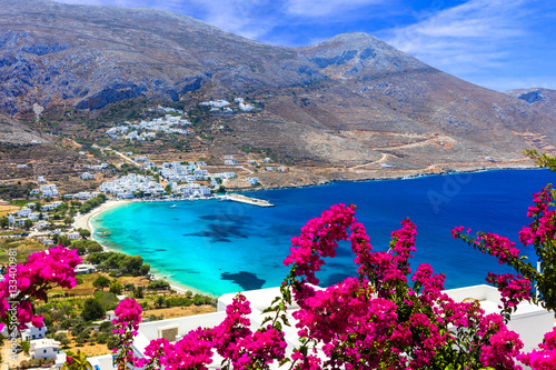 Best beaches of Greece. Stunning Greek beaches in Amorgos island,Aegialis bay, Cyclades