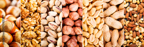 collage of mixed nuts