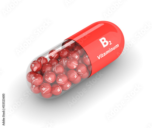 3d rendering of B2 vitamin pill