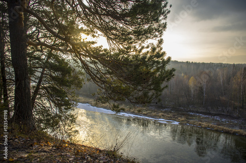 frosty autumn morning on the river