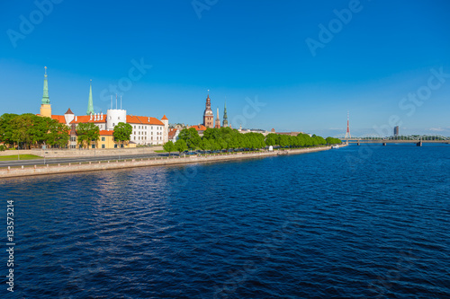 Old Town of Riga and Daugava River at summer day. Riga, Latvia