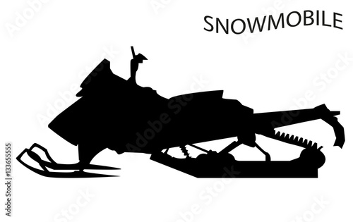 Silhouette of a snowmobile. Vector isolated object. Design element.