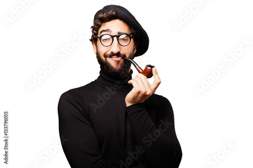 young french artist with pipe